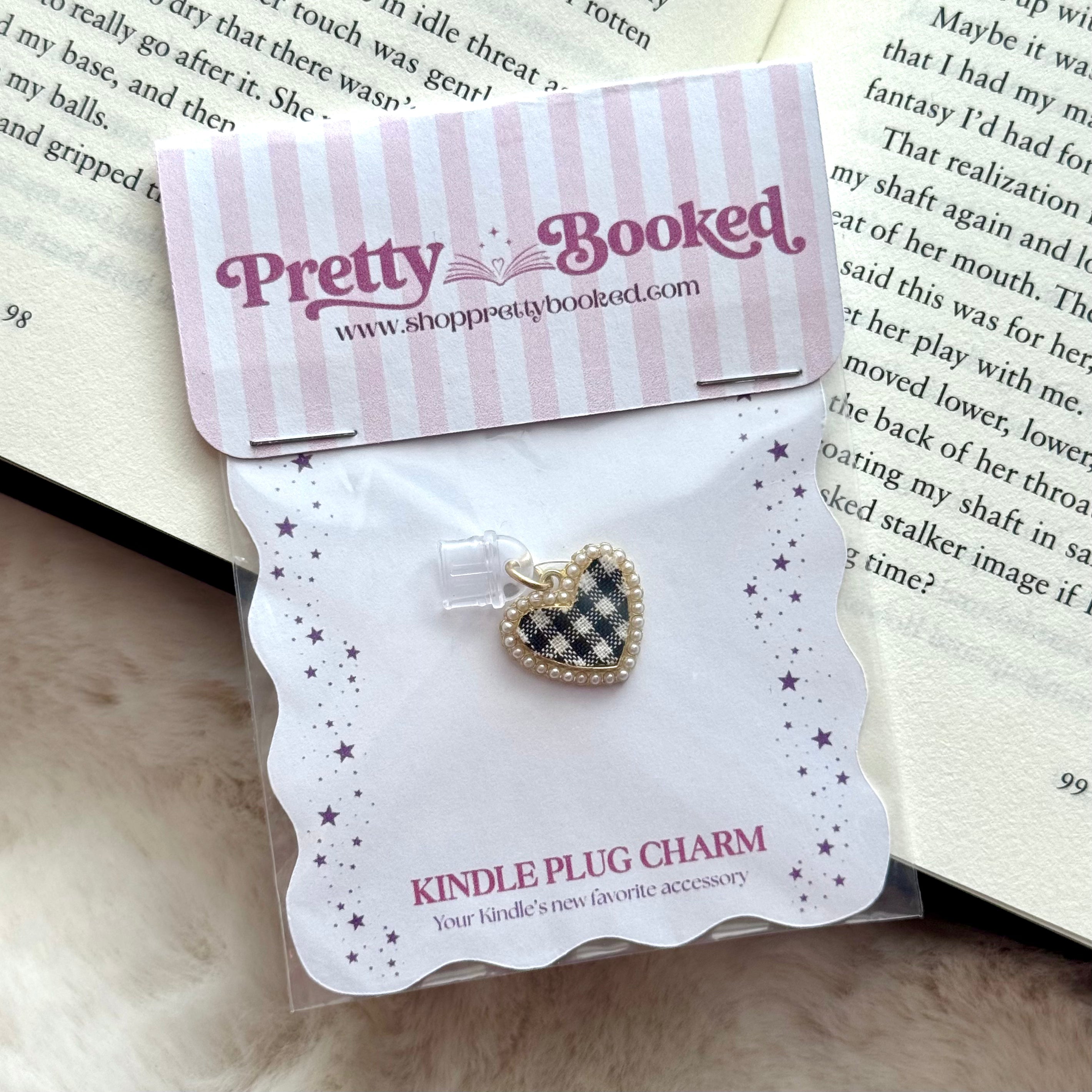 Black Plaid Heart Dust Charm